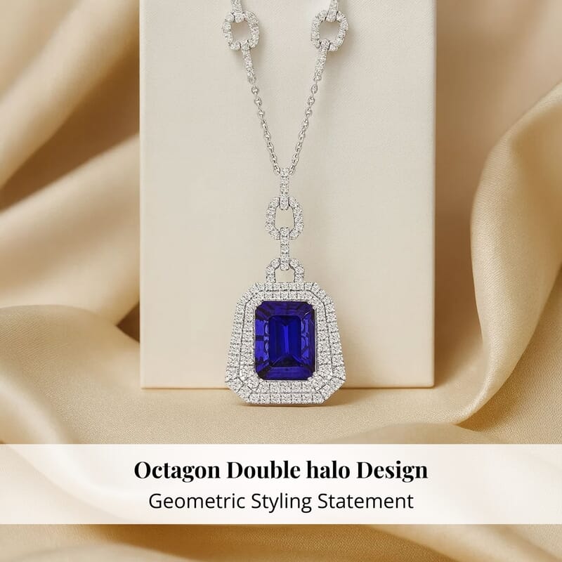 Chairman Vault Collection Certified & Appraised Rhapsody 950 Platinum AAAA Tanzanite and E-F VS Diamond Pendant Necklace 18 Inches 47.35 Grams 26.07 ctw