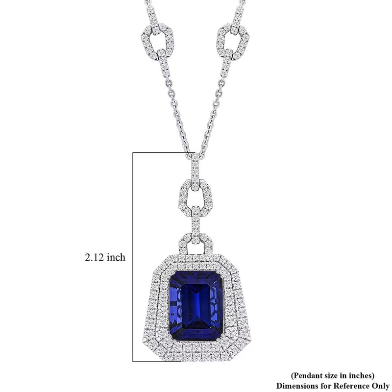 Chairman Vault Collection Certified & Appraised Rhapsody 950 Platinum AAAA Tanzanite and E-F VS Diamond Pendant Necklace 18 Inches 47.35 Grams 26.07 ctw