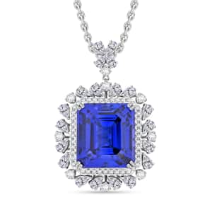 Chairman Vault Collection Certified & Appraised Rhapsody 950 Platinum AAAA Tanzanite and E-F VS Diamond Pendant Necklace 18 Inches 18.30 Grams 27.39 ctw