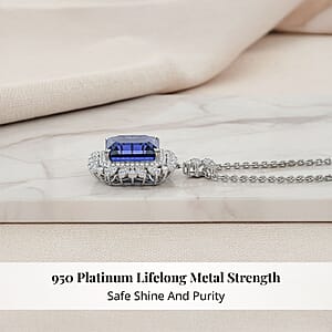 Chairman Vault Collection Certified & Appraised Rhapsody 950 Platinum AAAA Tanzanite and E-F VS Diamond Pendant Necklace 18 Inches 18.30 Grams 27.39 ctw