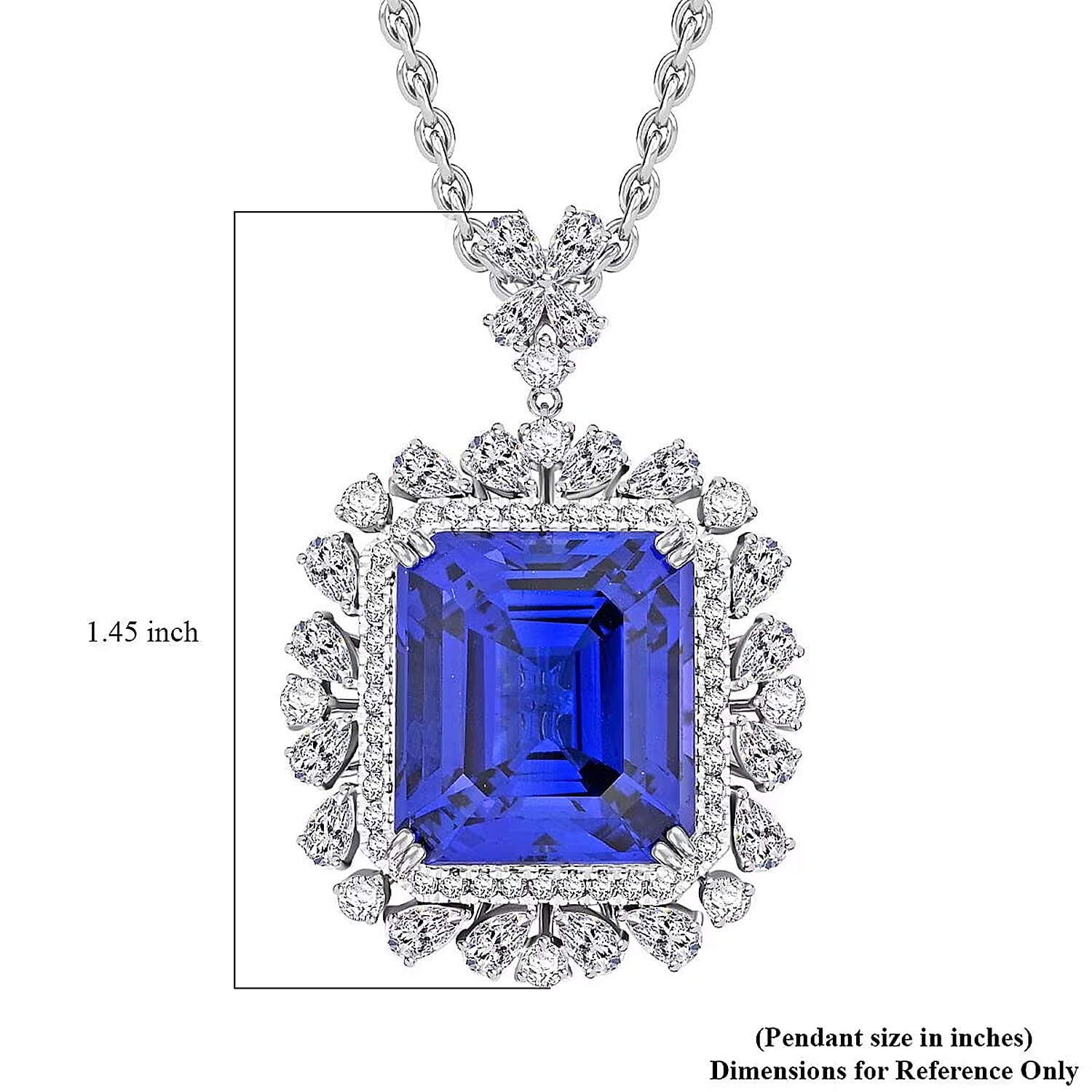Chairman Vault Collection Certified & Appraised Rhapsody 950 Platinum AAAA Tanzanite and E-F VS Diamond Pendant Necklace 18 Inches 18.30 Grams 27.39 ctw