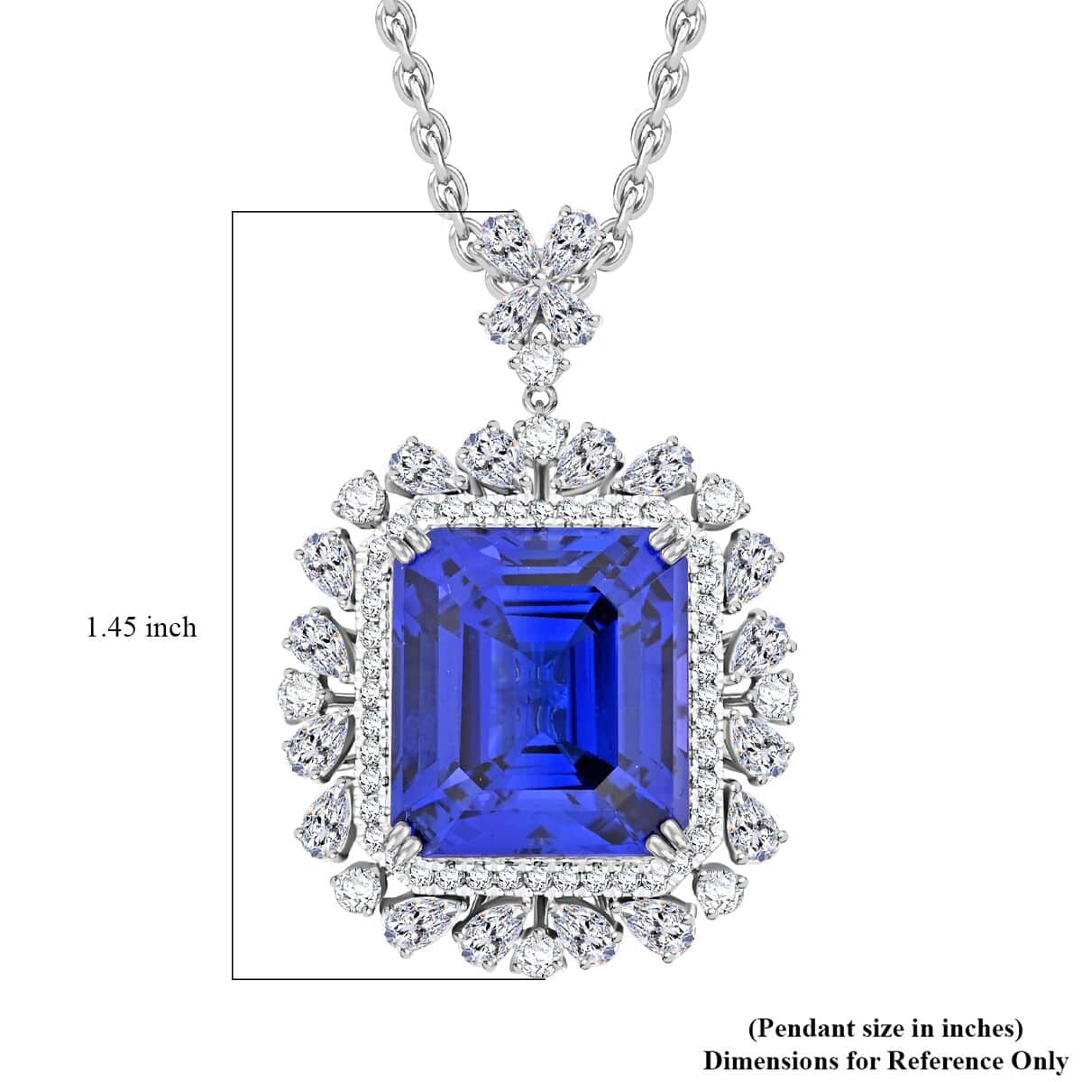 Chairman Vault Collection Certified & Appraised Rhapsody 950 Platinum AAAA Tanzanite and E-F VS Diamond Pendant Necklace 18 Inches 18.30 Grams 27.39 ctw image number 5