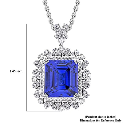 Chairman Vault Collection Certified & Appraised Rhapsody 950 Platinum AAAA Tanzanite and E-F VS Diamond Pendant Necklace 18 Inches 18.30 Grams 27.39 ctw