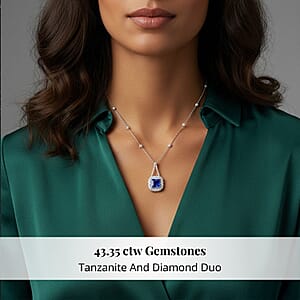 Chairman Vault Collection Certified & Appraised Rhapsody 950 Platinum AAAA Tanzanite and E-F VS Diamond Necklace 18 Inches 39.27 Grams 43.35 ctw