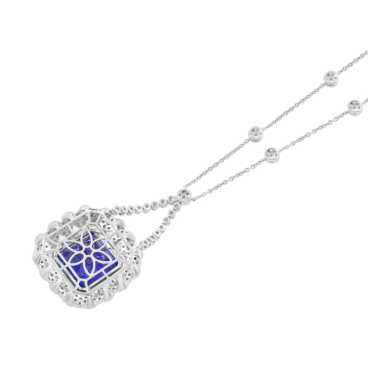 Chairman Vault Collection Certified & Appraised Rhapsody 950 Platinum AAAA Tanzanite and E-F VS Diamond Necklace 18 Inches 39.27 Grams 43.35 ctw image number 3