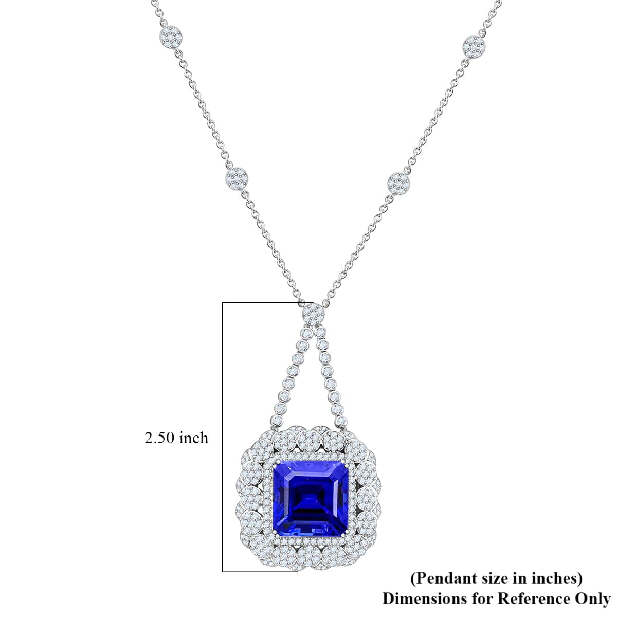 Chairman Vault Collection Certified & Appraised Rhapsody 950 Platinum AAAA Tanzanite and E-F VS Diamond Necklace 18 Inches 39.27 Grams 43.35 ctw image number 5