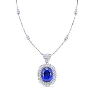 Chairman Vault Collection Certified & Appraised Rhapsody 950 Platinum AAAA Tanzanite and E-F VS Diamond Necklace 18 Inches 26.75 Grams 35.06 ctw