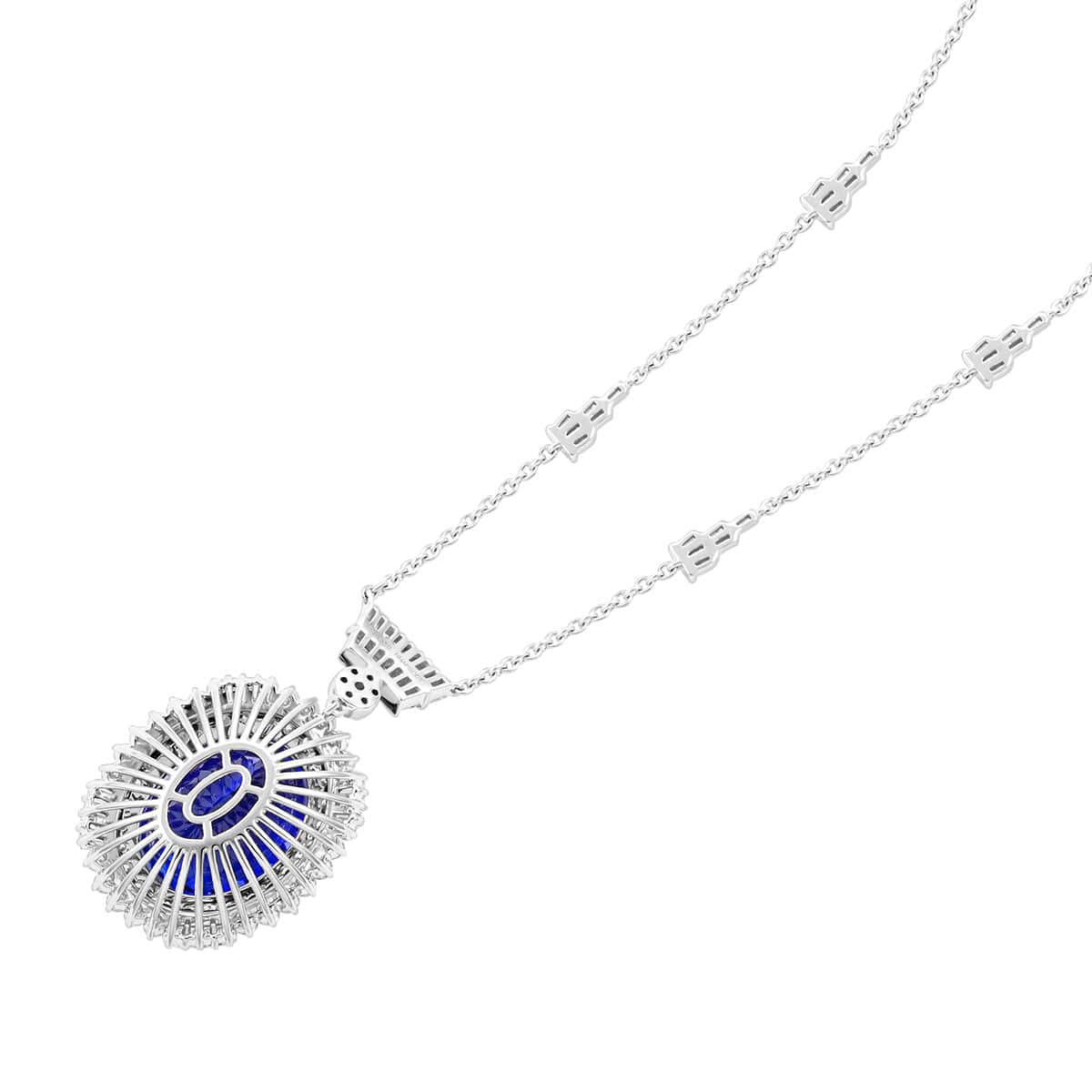Chairman Vault Collection Certified & Appraised Rhapsody 950 Platinum AAAA Tanzanite and E-F VS Diamond Necklace 18 Inches 26.75 Grams 35.06 ctw image number 4
