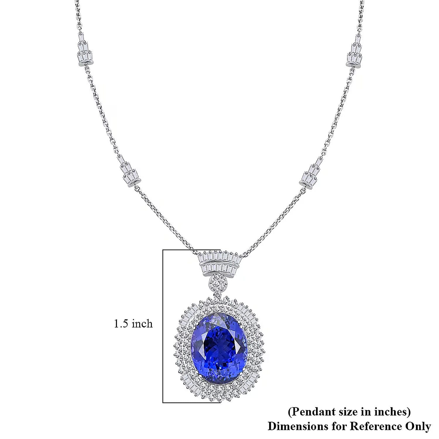 Chairman Vault Collection Certified & Appraised Rhapsody 950 Platinum AAAA Tanzanite and E-F VS Diamond Necklace 18 Inches 26.75 Grams 35.06 ctw