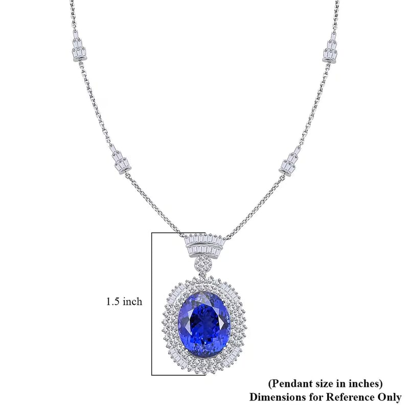 Chairman Vault Collection Certified & Appraised Rhapsody 950 Platinum AAAA Tanzanite and E-F VS Diamond Necklace 18 Inches 26.75 Grams 35.06 ctw