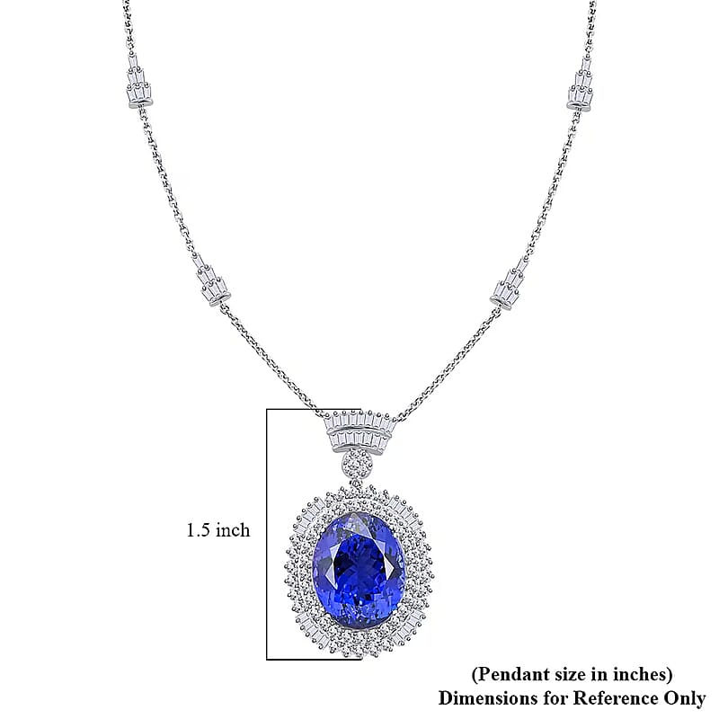 Chairman Vault Collection Certified & Appraised Rhapsody 950 Platinum AAAA Tanzanite and E-F VS Diamond Necklace 18 Inches 26.75 Grams 35.06 ctw