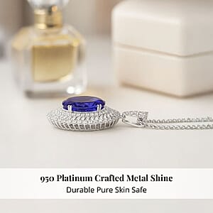 Chairman Vault Collection Certified & Appraised Rhapsody 950 Platinum AAAA Tanzanite and E-F VS Diamond Pendant Necklace 18 Inches 23.70 Grams 26.84 ctw
