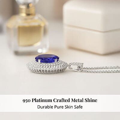 Chairman Vault Collection Certified & Appraised Rhapsody 950 Platinum AAAA Tanzanite and E-F VS Diamond Pendant Necklace 18 Inches 23.70 Grams 26.84 ctw