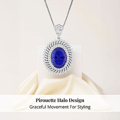 Chairman Vault Collection Certified & Appraised Rhapsody 950 Platinum AAAA Tanzanite and E-F VS Diamond Pendant Necklace 18 Inches 23.70 Grams 26.84 ctw