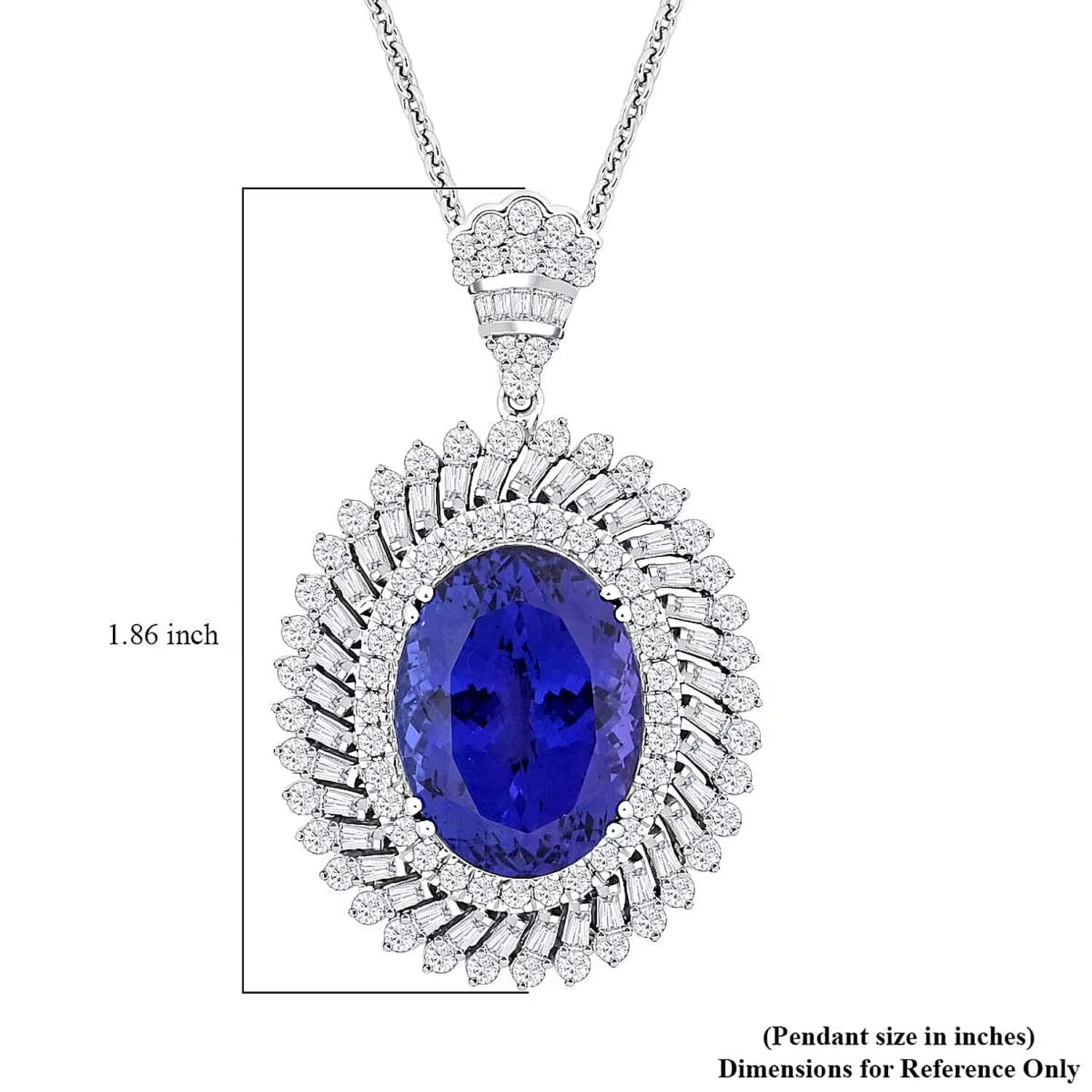 Chairman Vault Collection Certified & Appraised Rhapsody 950 Platinum AAAA Tanzanite and E-F VS Diamond Pendant Necklace 18 Inches 23.70 Grams 26.84 ctw