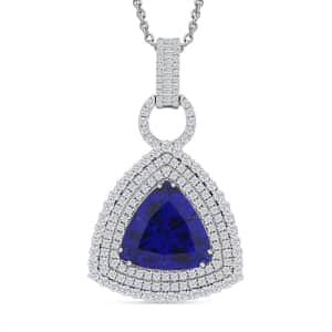 Chairman Vault Collection Certified & Appraised Rhapsody 950 Platinum AAAA Tanzanite and E-F VS Diamond Pendant Necklace 18 Inches 30.12 Grams 24.39 ctw