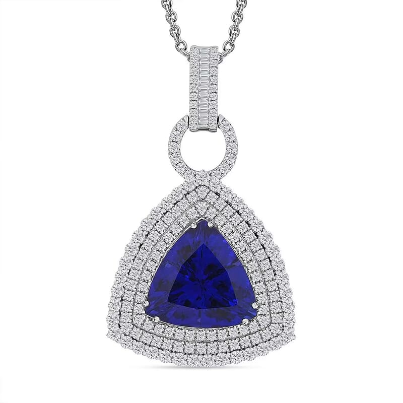 Chairman Vault Collection Certified & Appraised Rhapsody 950 Platinum AAAA Tanzanite and E-F VS Diamond Pendant Necklace 18 Inches 30.12 Grams 24.39 ctw