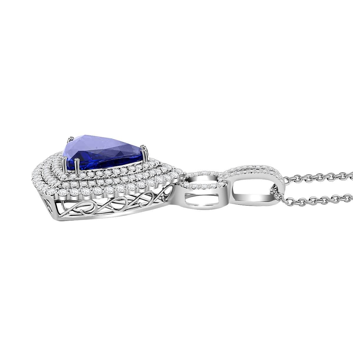 Chairman Vault Collection Certified & Appraised Rhapsody 950 Platinum AAAA Tanzanite and E-F VS Diamond Pendant Necklace 18 Inches 30.12 Grams 24.39 ctw image number 2