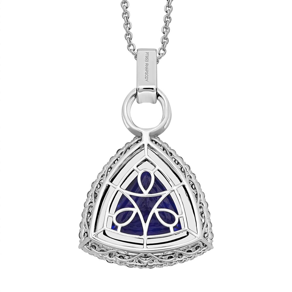 Chairman Vault Collection Certified & Appraised Rhapsody 950 Platinum AAAA Tanzanite and E-F VS Diamond Pendant Necklace 18 Inches 30.12 Grams 24.39 ctw image number 3