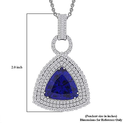 Chairman Vault Collection Certified & Appraised Rhapsody 950 Platinum AAAA Tanzanite and E-F VS Diamond Pendant Necklace 18 Inches 30.12 Grams 24.39 ctw