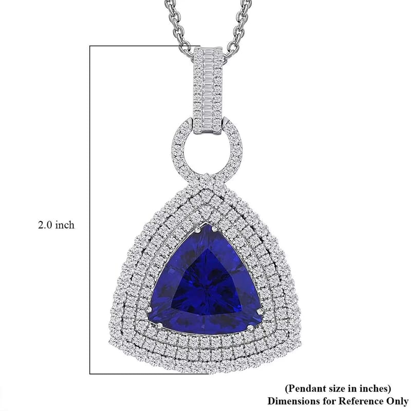 Chairman Vault Collection Certified & Appraised Rhapsody 950 Platinum AAAA Tanzanite and E-F VS Diamond Pendant Necklace 18 Inches 30.12 Grams 24.39 ctw