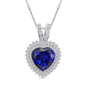 Chairman Vault Collection Certified & Appraised Rhapsody 950 Platinum AAAA Tanzanite and E-F VS Diamond Pendant Necklace 18 Inches 21.18 Grams 23.45 ctw