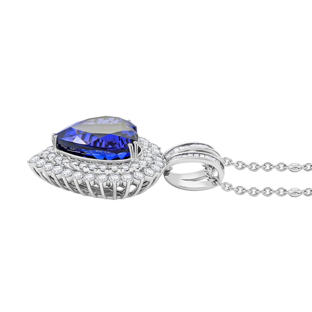 Chairman Vault Collection Certified & Appraised Rhapsody 950 Platinum AAAA Tanzanite and E-F VS Diamond Pendant Necklace 18 Inches 21.18 Grams 23.45 ctw image number 2