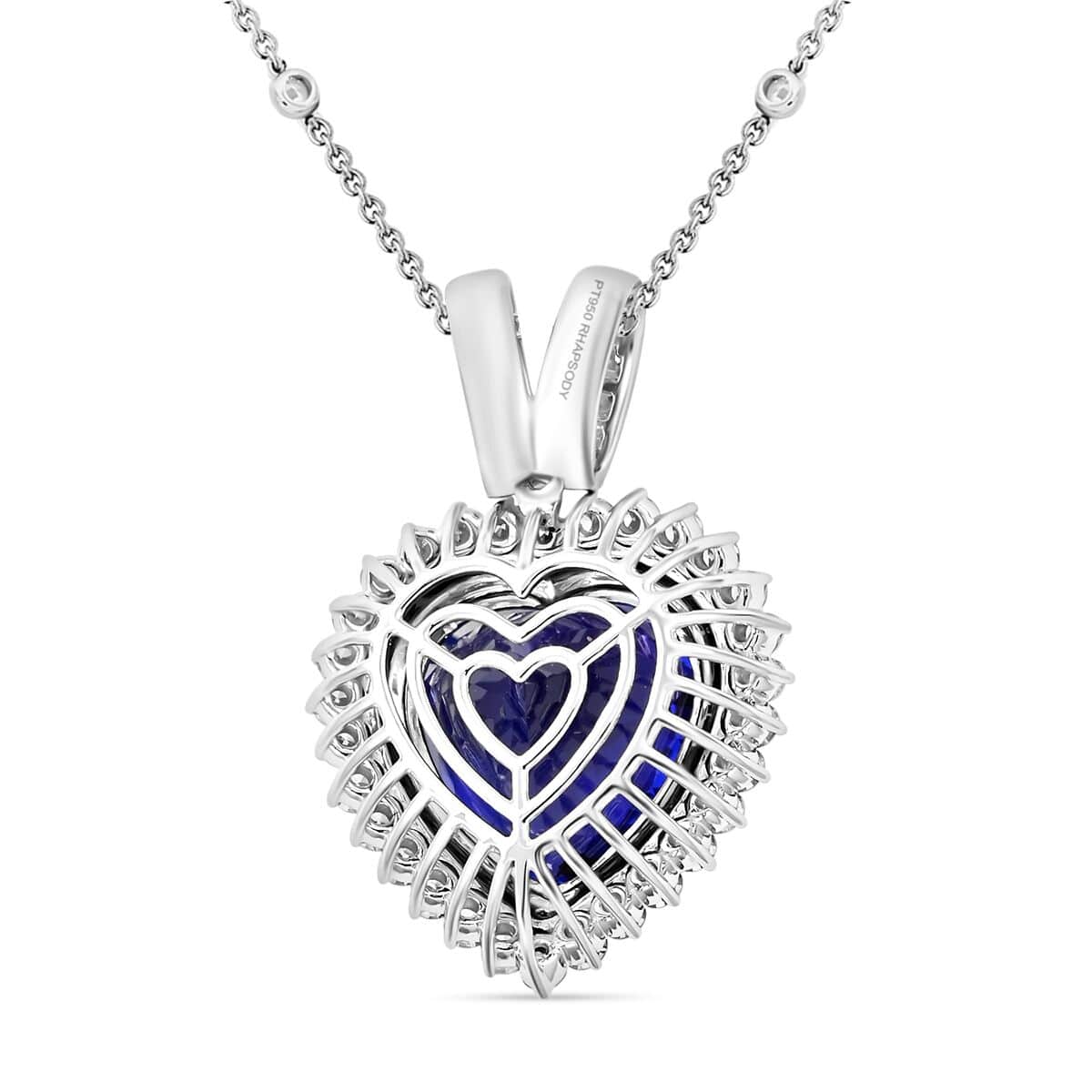 Chairman Vault Collection Certified & Appraised Rhapsody 950 Platinum AAAA Tanzanite and E-F VS Diamond Pendant Necklace 18 Inches 21.18 Grams 23.45 ctw image number 3