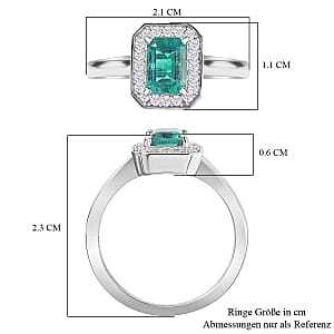 AAA Emerald and Moissanite 1.16 ctw Solitaire Ring in Rhodium Over Sterling Silver (Size 11.5)