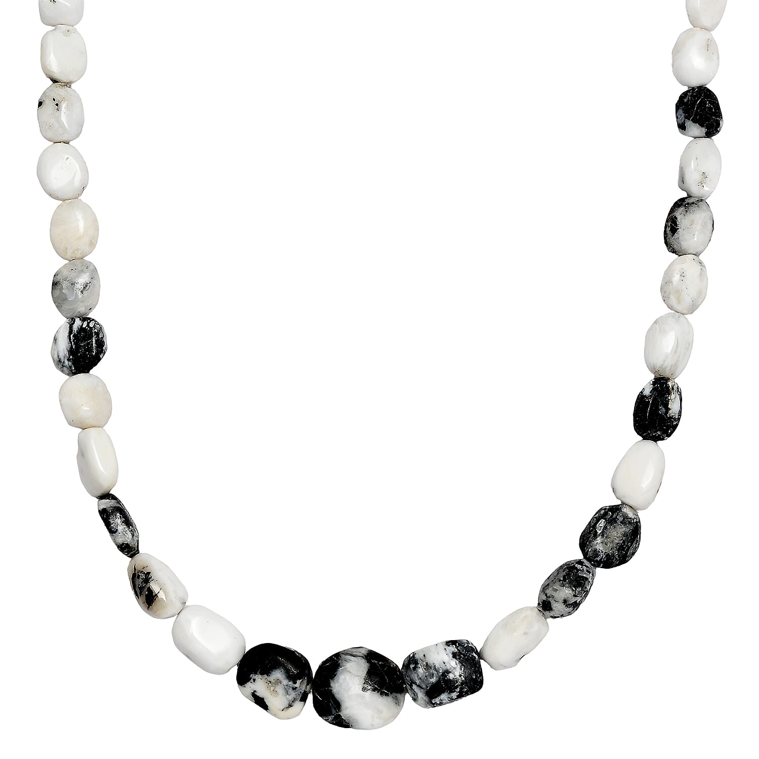 White Buffalo Beaded Necklace 18-20 Inches in Rhodium Over Sterling Silver 150.00 ctw