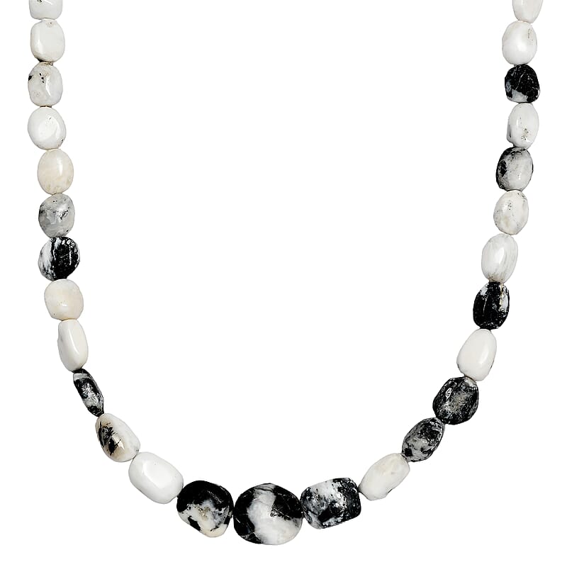 White Buffalo Beaded Necklace 18-20 Inches in Rhodium Over Sterling Silver 150.00 ctw