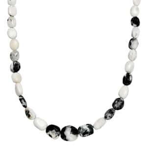 White Buffalo Beaded Necklace 18-20 Inches in Rhodium Over Sterling Silver 150.00 ctw (Del. in 10-12 Days)