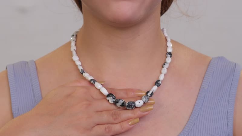 White Buffalo Beaded Necklace 18-20 Inches in Rhodium Over Sterling Silver 150.00 ctw