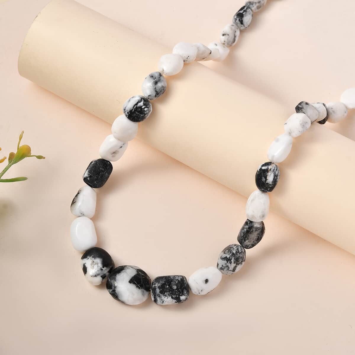 White Buffalo Beaded Necklace 18-20 Inches in Rhodium Over Sterling Silver 150.00 ctw (Del. in 10-12 Days) image number 1