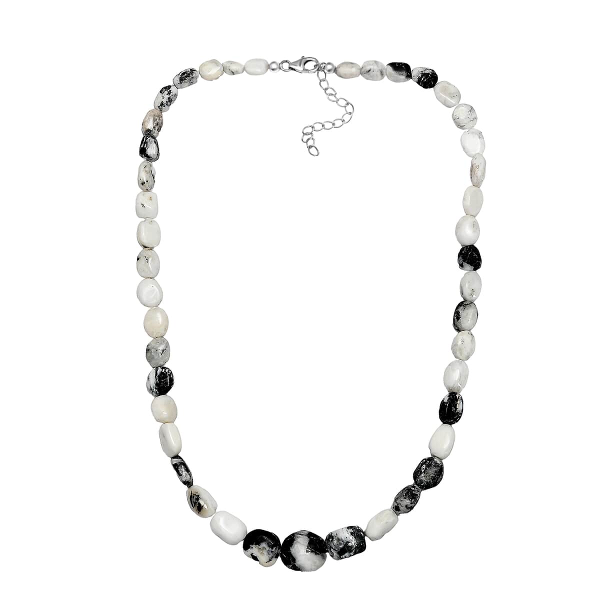 White Buffalo Beaded Necklace 18-20 Inches in Rhodium Over Sterling Silver 150.00 ctw (Del. in 10-12 Days) image number 3