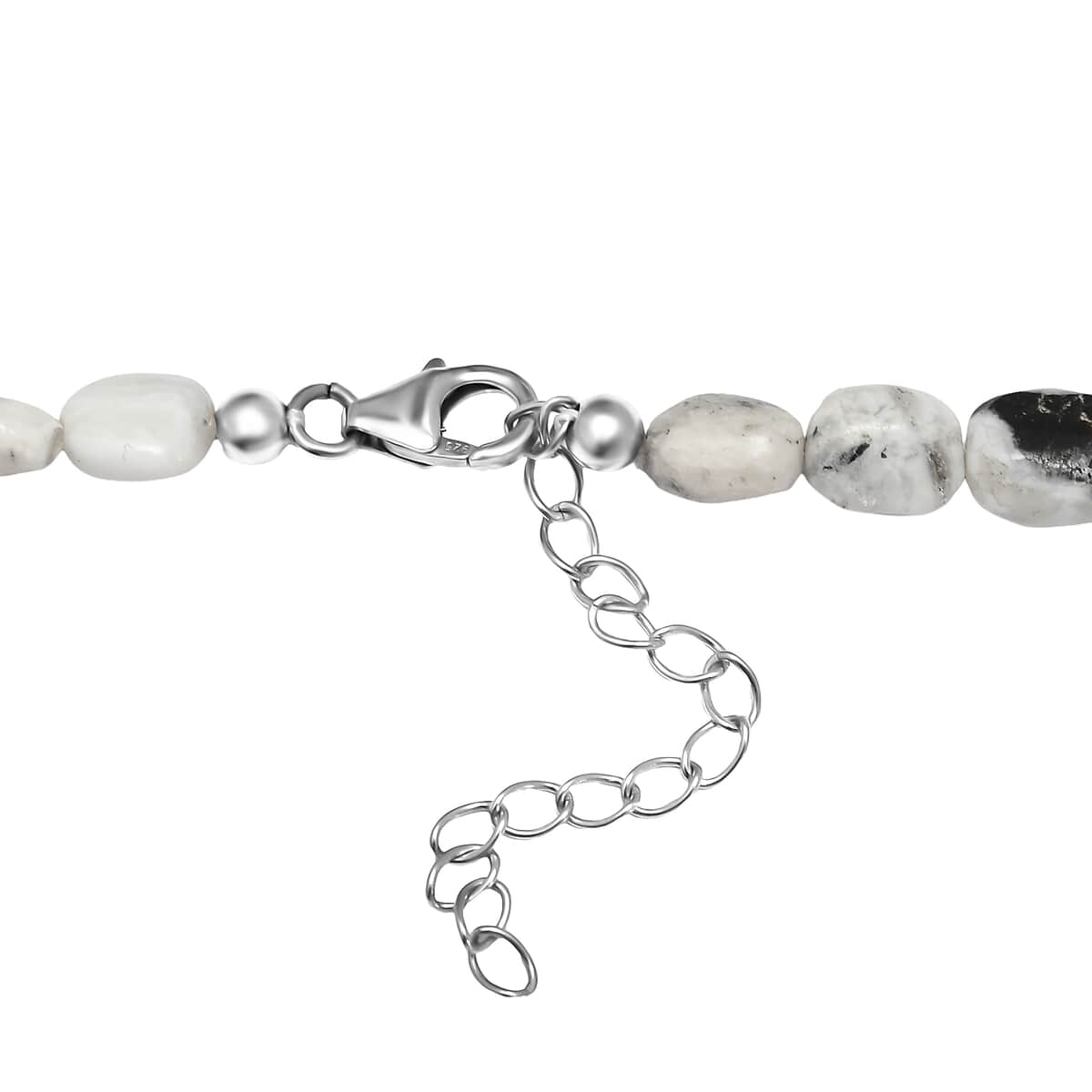 White Buffalo Beaded Necklace 18-20 Inches in Rhodium Over Sterling Silver 150.00 ctw (Del. in 10-12 Days) image number 4