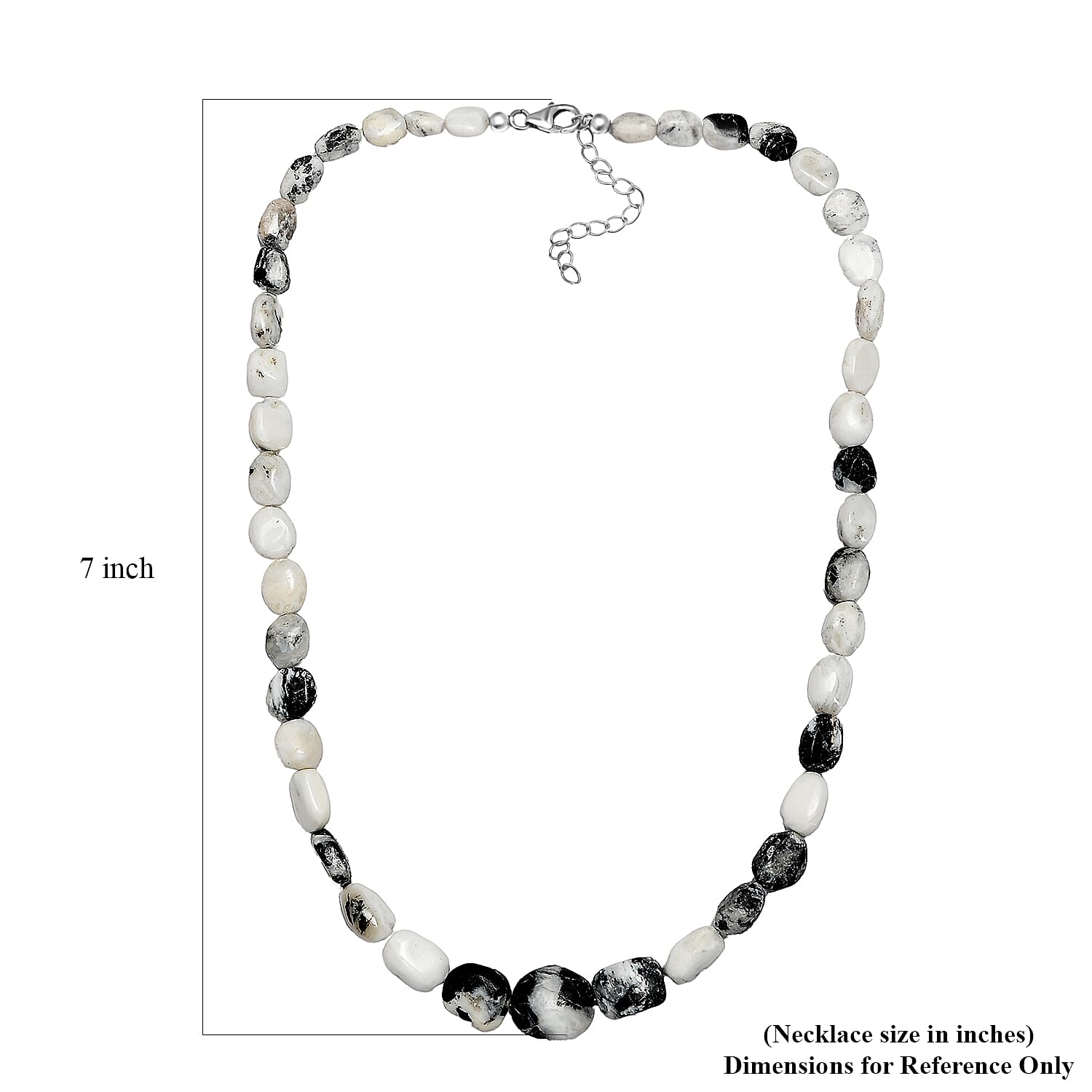 White Buffalo Beaded Necklace 18-20 Inches in Rhodium Over Sterling Silver 150.00 ctw