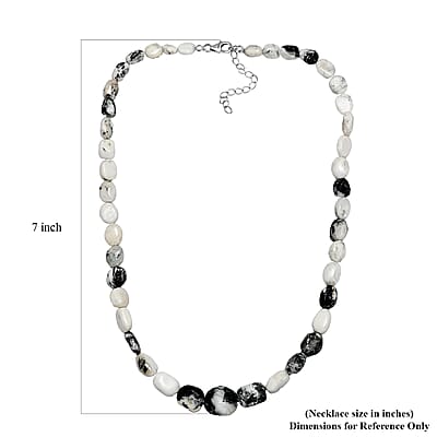 White Buffalo Beaded Necklace 18-20 Inches in Rhodium Over Sterling Silver 150.00 ctw