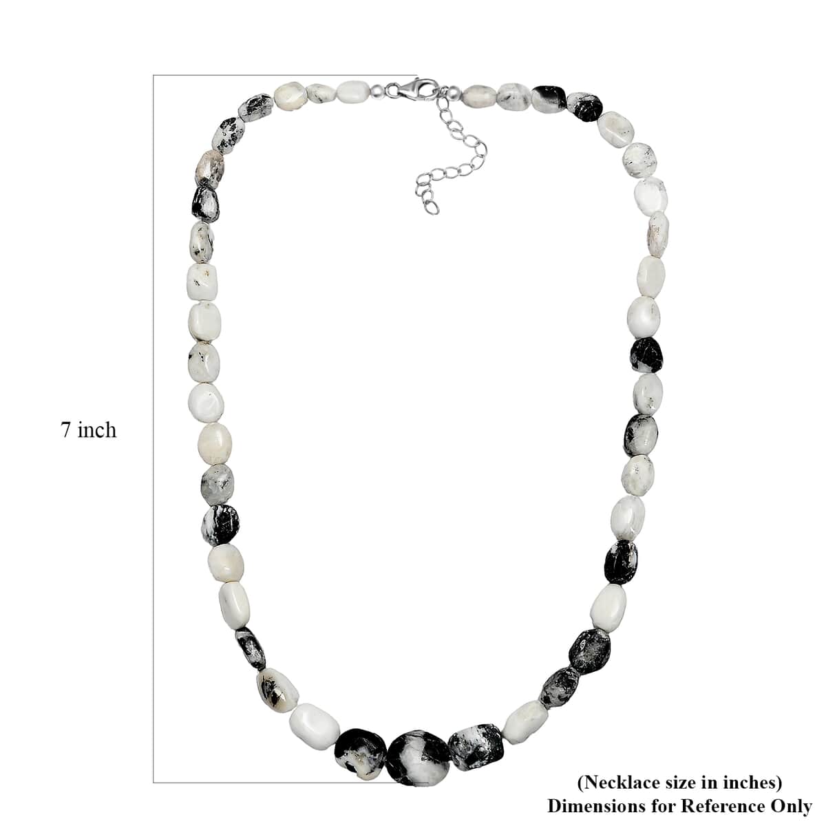 White Buffalo Beaded Necklace 18-20 Inches in Rhodium Over Sterling Silver 150.00 ctw (Del. in 10-12 Days) image number 5