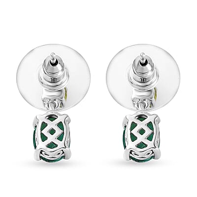 Peacock Quartz (Triplet) and Peridot Dangle Earrings in Platinum Over Sterling Silver 3.60 ctw