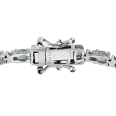 Indian Ocean Apatite and Moissanite Bracelet in Platinum Over Sterling Silver (7.25 In) 5.60 ctw