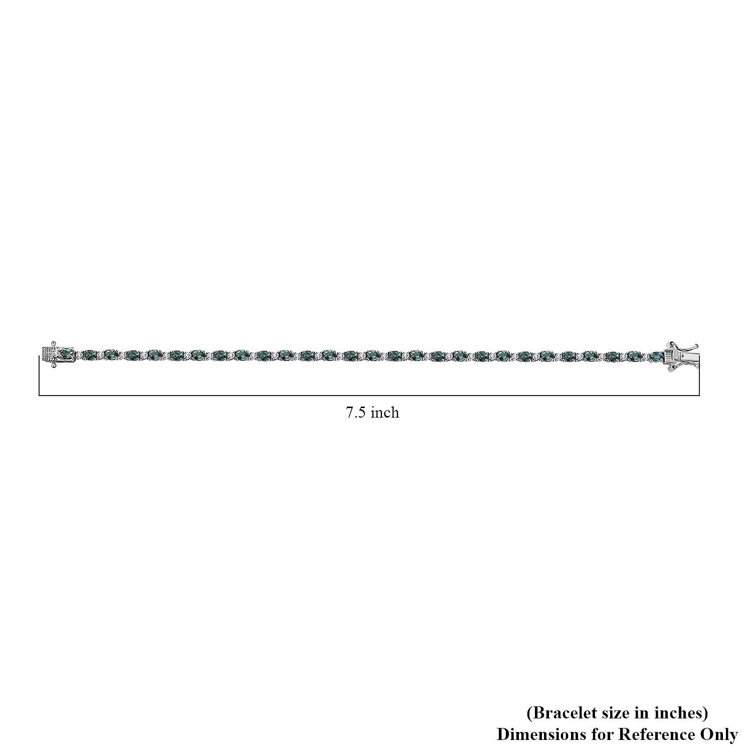 Indian Ocean Apatite and Moissanite Bracelet in Platinum Over Sterling Silver (7.25 In) 5.60 ctw