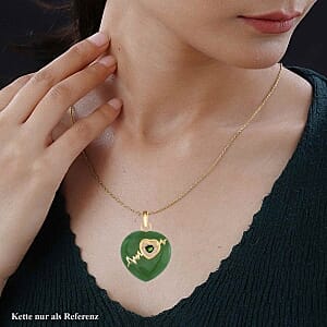 Green Jade and Chrome Diopside 18.60 ctw Pendant in Vermeil Yellow Gold Over Sterling Silver