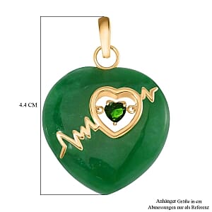 Green Jade and Chrome Diopside 18.60 ctw Pendant in Vermeil Yellow Gold Over Sterling Silver