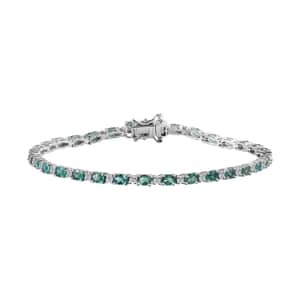 Indian Ocean Apatite and Moissanite Bracelet in Platinum Over Sterling Silver (6.50 In) 5.00 ctw