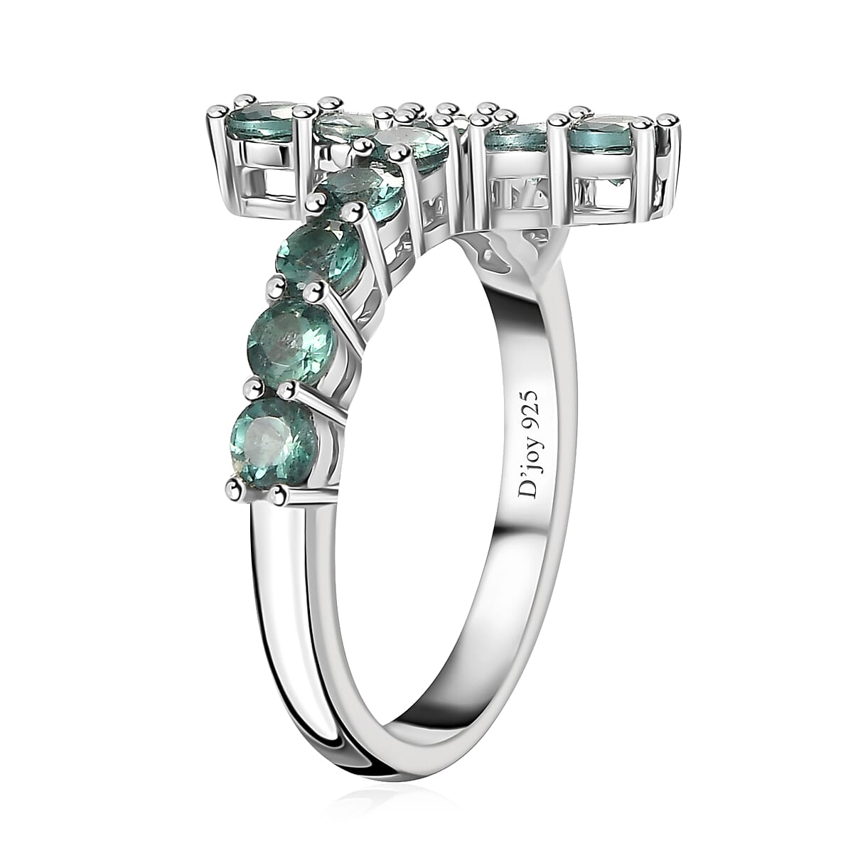 Premium Indian Ocean Apatite Cross Ring in Platinum Over Sterling Silver (Size 10.0) 1.60 ctw