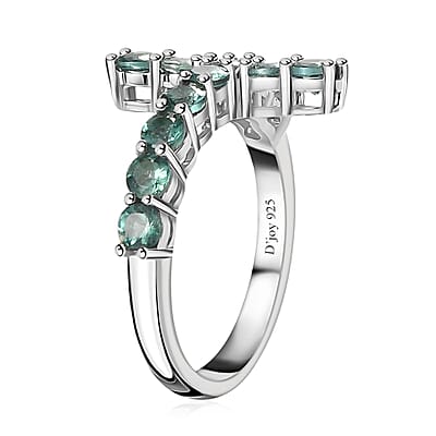 Premium Indian Ocean Apatite Cross Ring in Platinum Over Sterling Silver (Size 10.0) 1.60 ctw