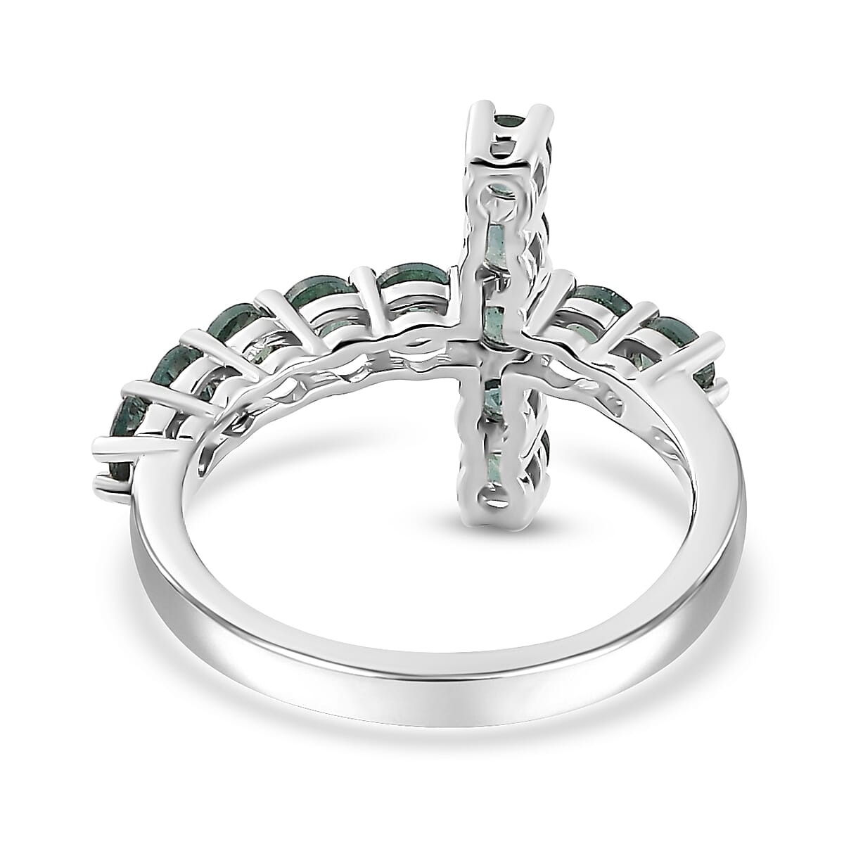Premium Indian Ocean Apatite Cross Ring in Platinum Over Sterling Silver (Size 10.0) 1.60 ctw