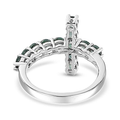 Premium Indian Ocean Apatite Cross Ring in Platinum Over Sterling Silver (Size 10.0) 1.60 ctw