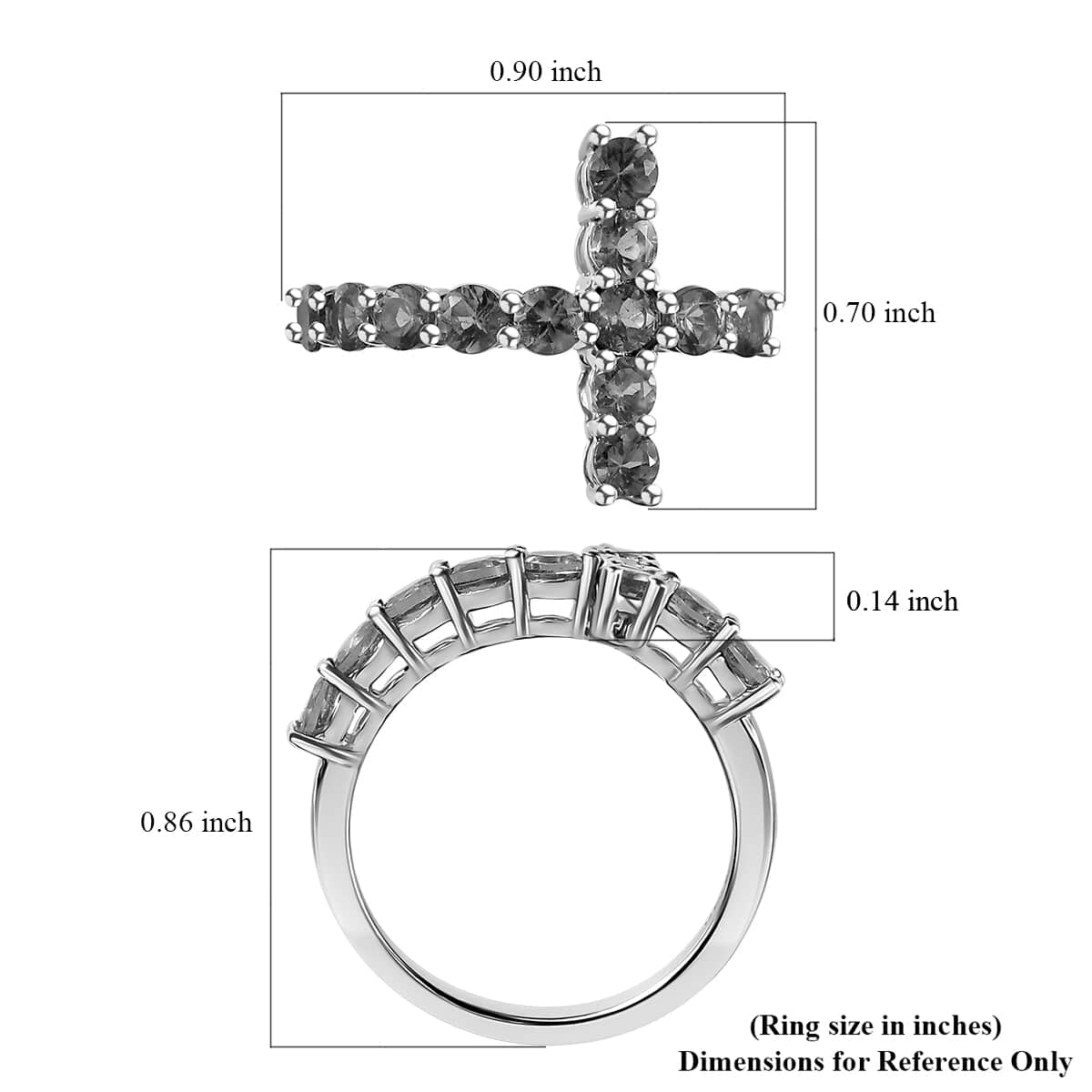 Premium Indian Ocean Apatite Cross Ring in Platinum Over Sterling Silver (Size 6.0) 1.60 ctw image number 5